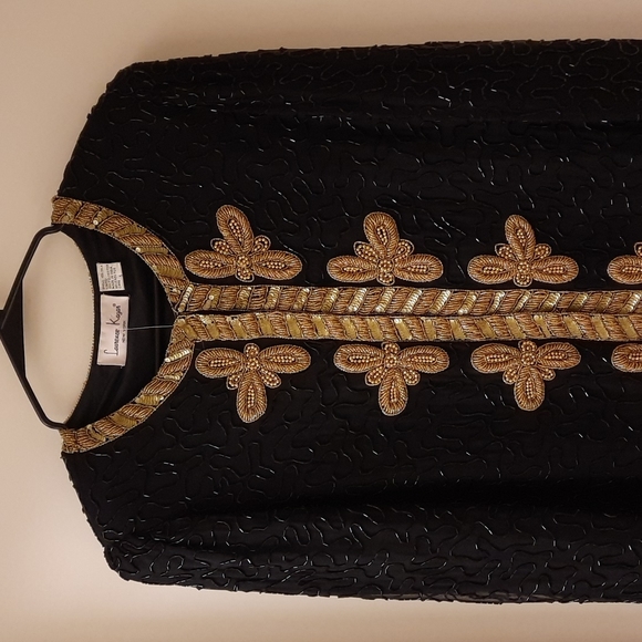 NWT, Vintage Laurence Kazar Black and Gold Hand Beaded Jacket - Picture 3 of 17